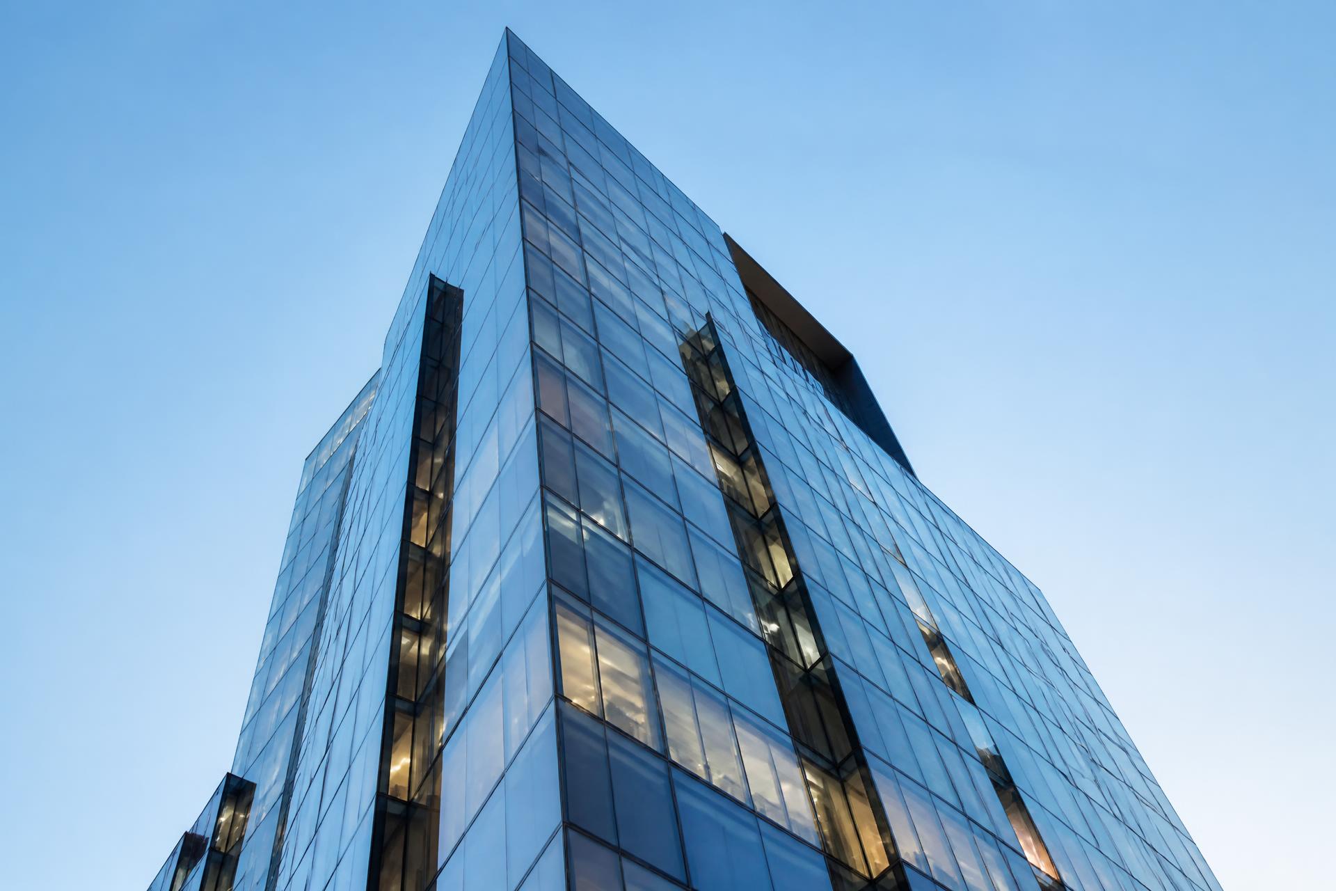 Modern glass and steel commercial tower